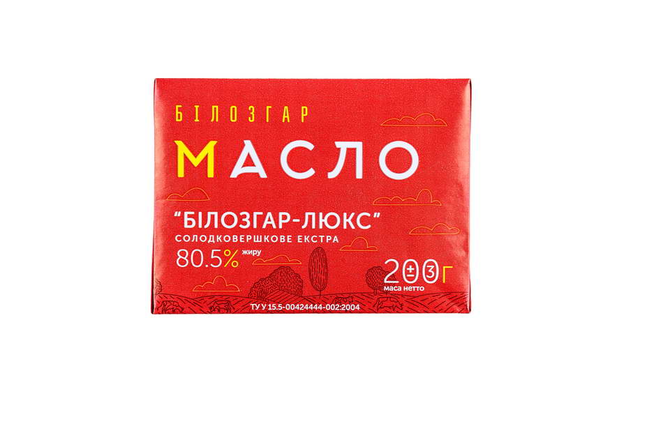 Масло солодковершкове екстра Білозгар-Люкс 80,5% фасовка 200гр фото